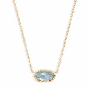 Kendra Scott Elisa Gold Short Pendant Necklace in GOLD LIGHT TEAL OPAL